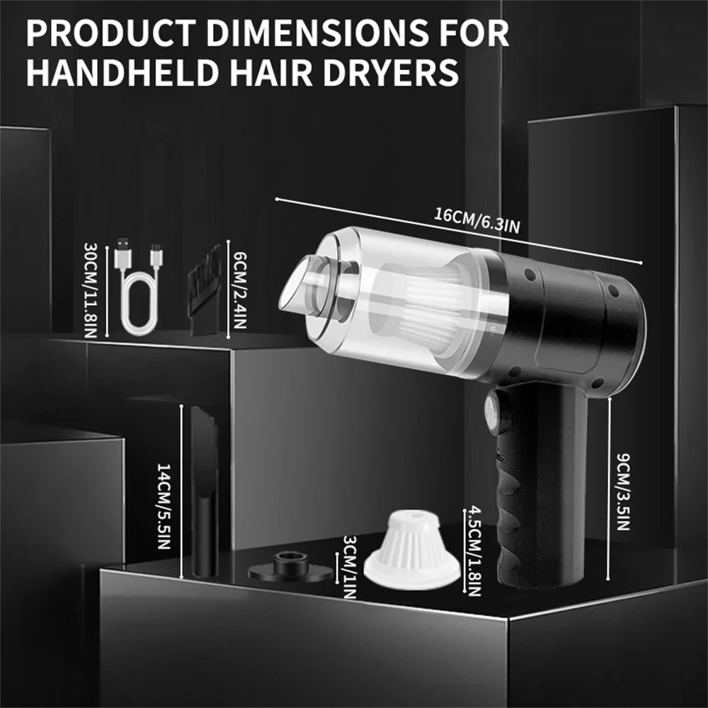 5-in-1 Handheld Cordless Vacuum Cleaner – 15000PA High Power Mini Dust Collector, Hairdryer & Air Blower for Car, Home & Office