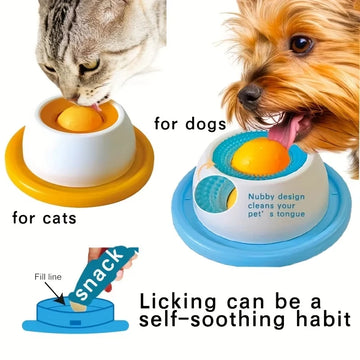 Anti-Spill Slow Food Cat And Dog Toy for Entertainment Satiating Distracting Kitten's Self-Entertainment Licking Fun