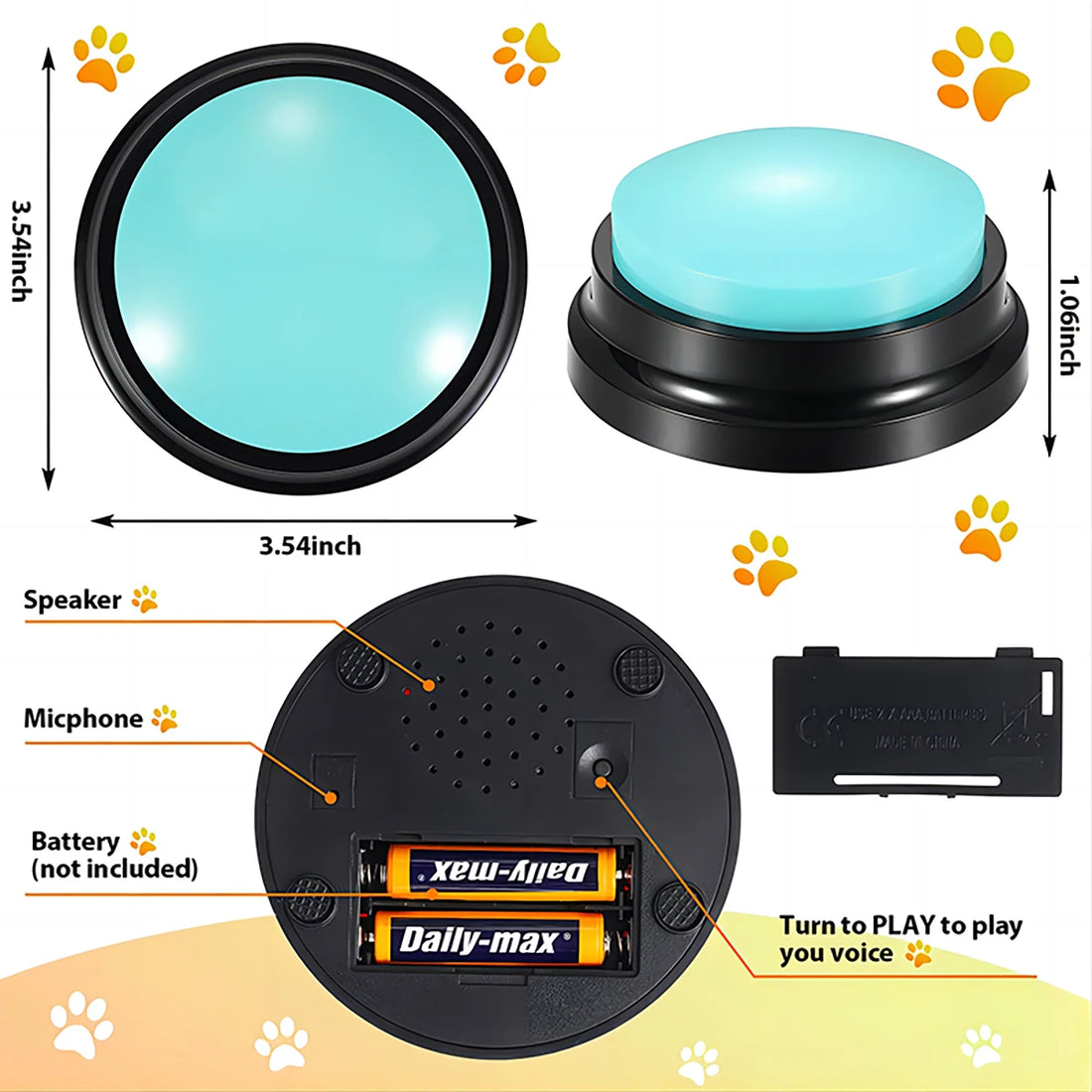 Interactive Recordable Dog Toy – Portable Talking Buttons for Travel, Play & Pet Entertainment