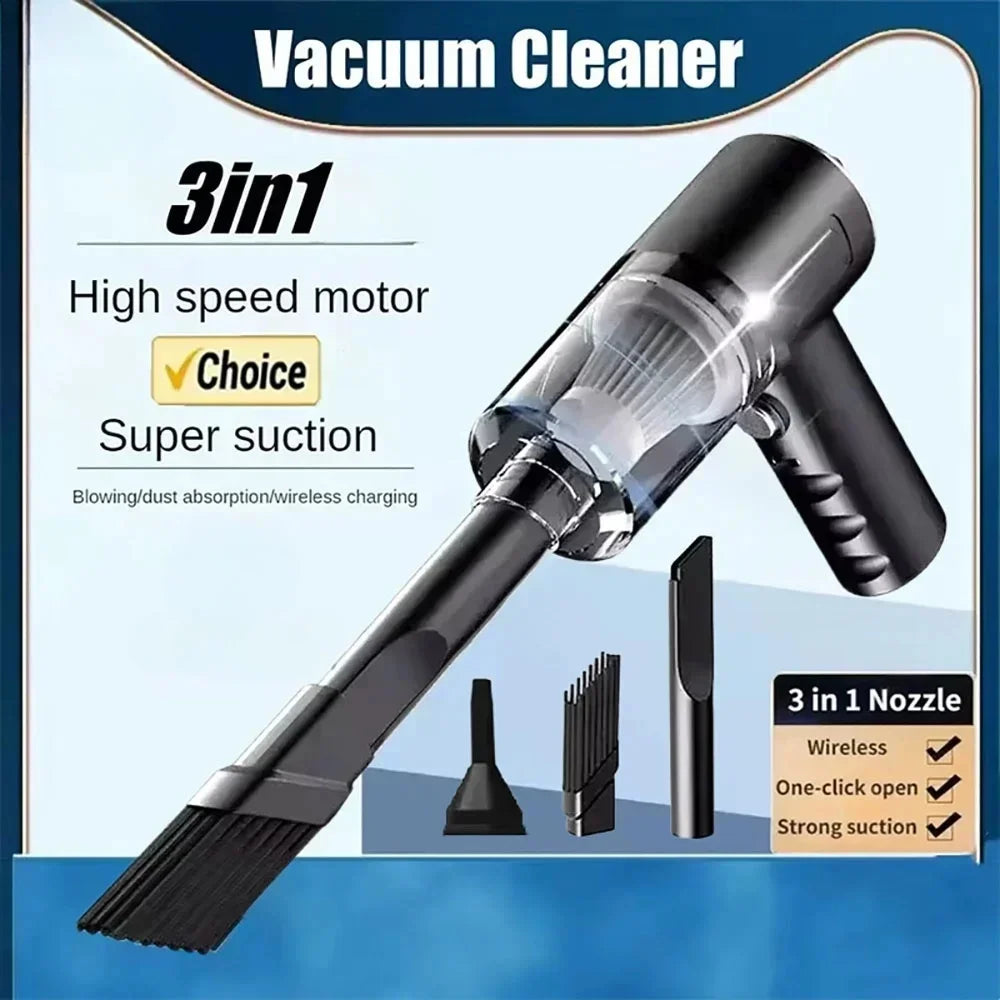 3-in-1 Cordless Mini Vacuum Cleaner – USB Rechargeable Portable Suction & Blower for Car, Home, and Office